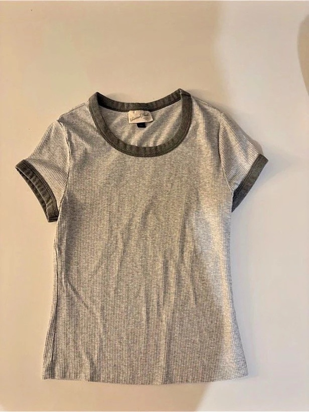 Universal Thread Short Sleeve Striped Tee in Gray Size Small